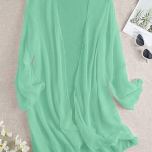 Swim Basics Kimono couvrant de couleur unie transparent pour les vacances/la plage