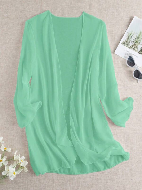 Swim Basics Kimono couvrant de couleur unie transparent pour les vacances/la plage – Image 12