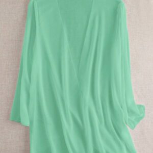 Swim Basics Kimono couvrant de couleur unie transparent pour les vacances/la plage