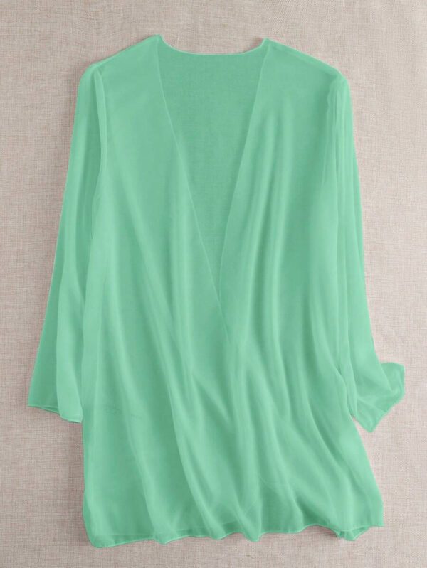 Swim Basics Kimono couvrant de couleur unie transparent pour les vacances/la plage – Image 13