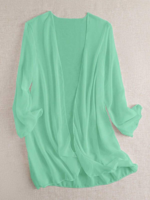 Swim Basics Kimono couvrant de couleur unie transparent pour les vacances/la plage – Image 14