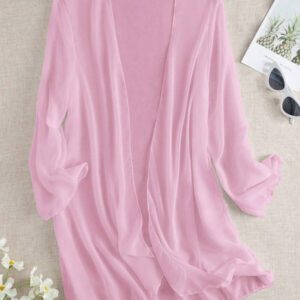 Swim Basics Kimono couvrant de couleur unie transparent pour les vacances/la plage