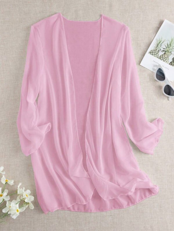 Swim Basics Kimono couvrant de couleur unie transparent pour les vacances/la plage – Image 17