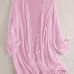 Swim Basics Kimono couvrant de couleur unie transparent pour les vacances/la plage