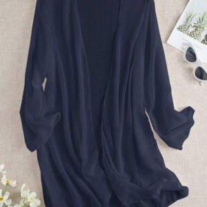 Swim Basics Kimono couvrant de couleur unie transparent pour les vacances/la plage