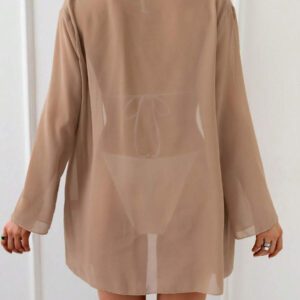 Swim Basics Kimono couvrant de couleur unie transparent pour les vacances/la plage