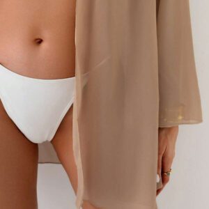Swim Basics Kimono couvrant de couleur unie transparent pour les vacances/la plage