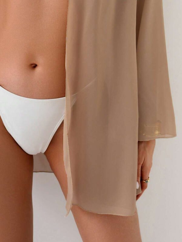 Swim Basics Kimono couvrant de couleur unie transparent pour les vacances/la plage – Image 40