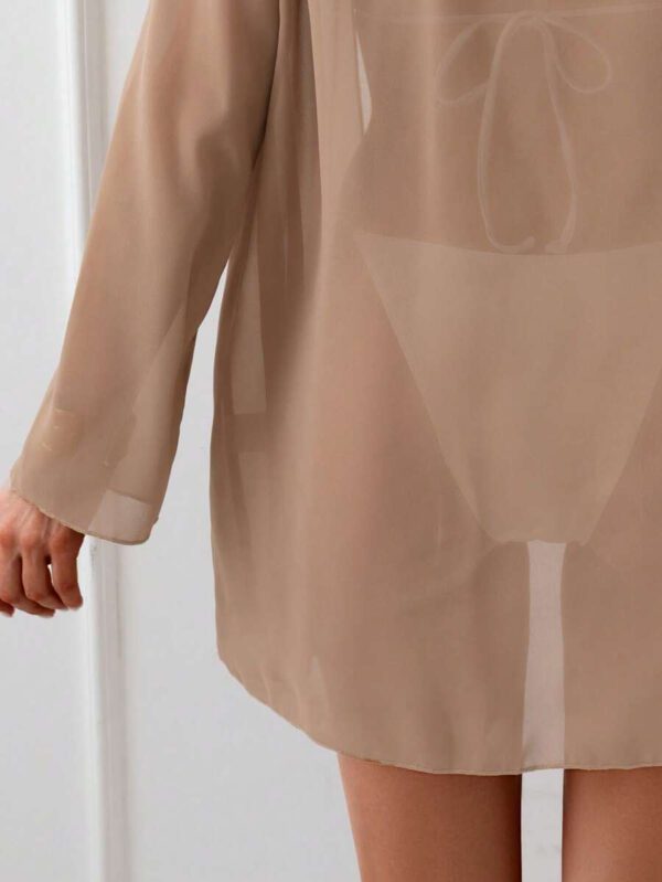 Swim Basics Kimono couvrant de couleur unie transparent pour les vacances/la plage – Image 41