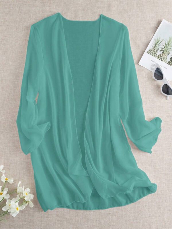 Swim Basics Kimono couvrant de couleur unie transparent pour les vacances/la plage – Image 43