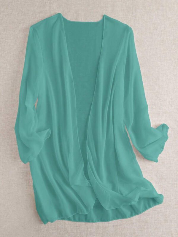 Swim Basics Kimono couvrant de couleur unie transparent pour les vacances/la plage – Image 45