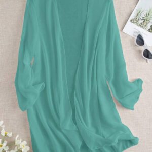 Swim Basics Kimono couvrant de couleur unie transparent pour les vacances/la plage
