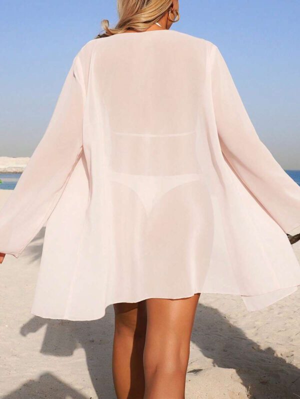 Swim Basics Kimono couvrant de couleur unie transparent pour les vacances/la plage – Image 50