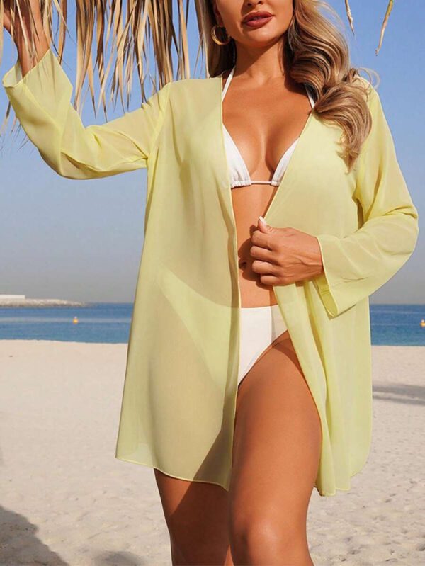Swim Basics Kimono couvrant de couleur unie transparent pour les vacances/la plage – Image 54