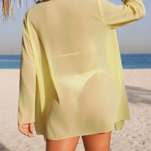 Swim Basics Kimono couvrant de couleur unie transparent pour les vacances/la plage