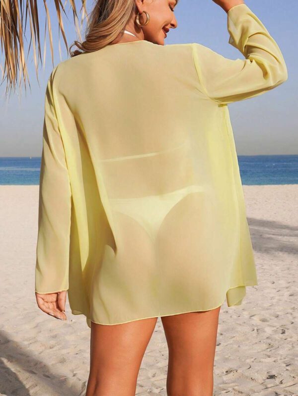 Swim Basics Kimono couvrant de couleur unie transparent pour les vacances/la plage – Image 55