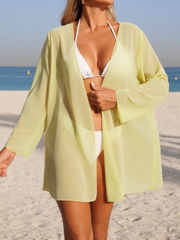 Swim Basics Kimono couvrant de couleur unie transparent pour les vacances/la plage – Image 56