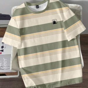 Manfinity Joysei T-shirt décontracté à rayures simple pour hommes, polyvalent pour l'été