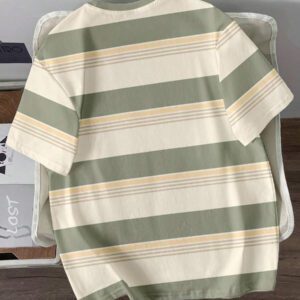 Manfinity Joysei T-shirt décontracté à rayures simple pour hommes, polyvalent pour l'été