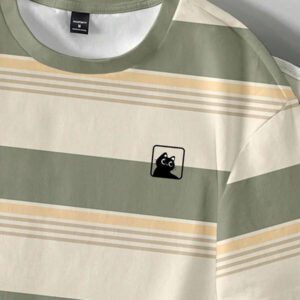 Manfinity Joysei T-shirt décontracté à rayures simple pour hommes, polyvalent pour l'été