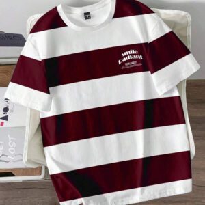 Manfinity Joysei T-shirt décontracté à rayures simple pour hommes, polyvalent pour l'été