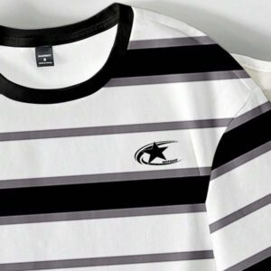 Manfinity Joysei T-shirt décontracté à rayures simple pour hommes, polyvalent pour l'été