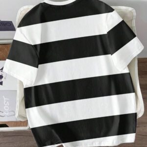 Manfinity Joysei T-shirt décontracté à rayures simple pour hommes, polyvalent pour l'été