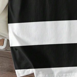 Manfinity Joysei T-shirt décontracté à rayures simple pour hommes, polyvalent pour l'été