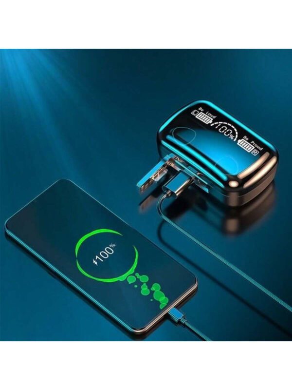 M10 V5.3 – Le plus récent casque numérique Truewireless, écouteurs sans fil avec étui de chargement sans fil Bluetooth, son 9D Premium Deep Bass Sports étanche IPX7 avec micro, temps de lecture de 5 heures, fonctionne comme Powerbank pour charger n'importe quel appareil. – Image 4