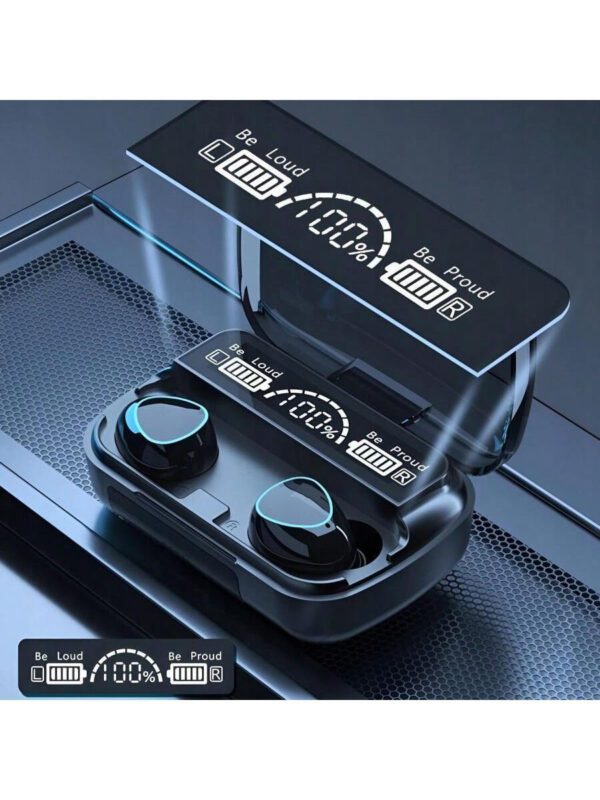 M10 V5.3 – Le plus récent casque numérique Truewireless, écouteurs sans fil avec étui de chargement sans fil Bluetooth, son 9D Premium Deep Bass Sports étanche IPX7 avec micro, temps de lecture de 5 heures, fonctionne comme Powerbank pour charger n'importe quel appareil. – Image 10