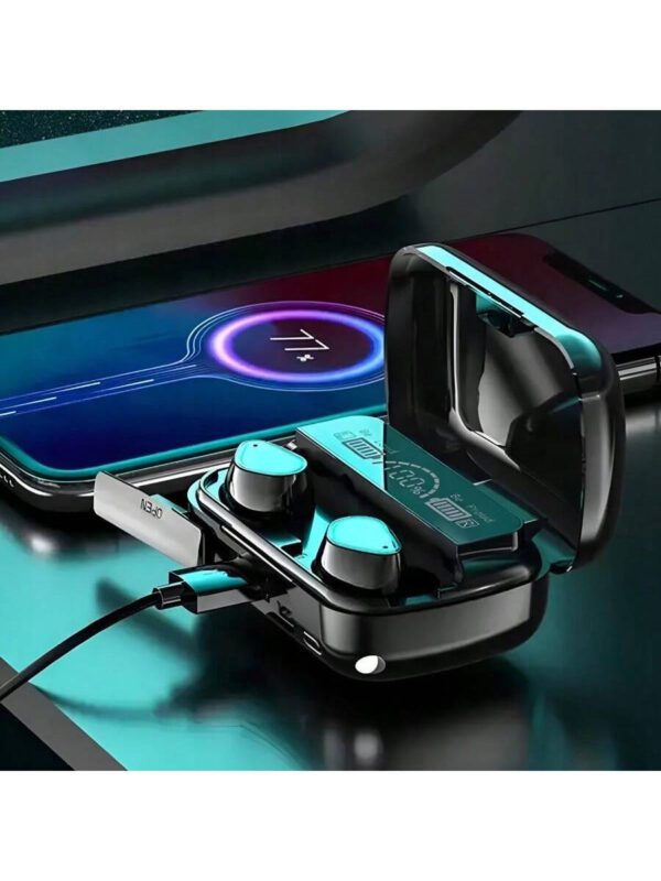 M10 V5.3 – Le plus récent casque numérique Truewireless, écouteurs sans fil avec étui de chargement sans fil Bluetooth, son 9D Premium Deep Bass Sports étanche IPX7 avec micro, temps de lecture de 5 heures, fonctionne comme Powerbank pour charger n'importe quel appareil. – Image 11