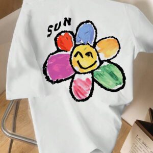 Manfinity Joysei T-shirt ample à manches tombantes à imprimé floral casual pour homme, été