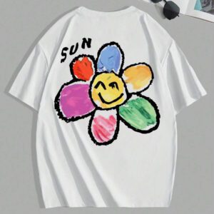 Manfinity Joysei T-shirt ample à manches tombantes à imprimé floral casual pour homme, été