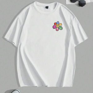 Manfinity Joysei T-shirt ample à manches tombantes à imprimé floral casual pour homme, été