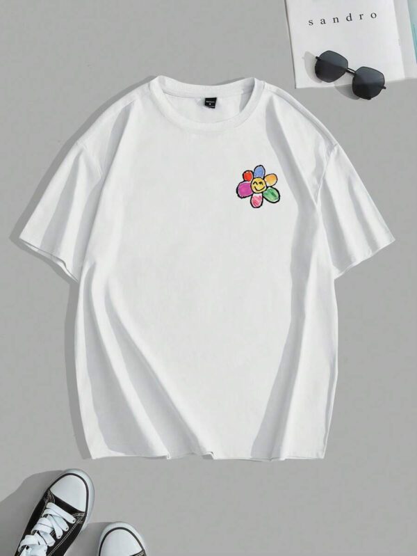Manfinity Joysei T-shirt ample à manches tombantes à imprimé floral casual pour homme, été – Image 5