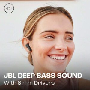 JBL Écouteurs musicaux sans fil JBL Wave Beam, écouteurs sport Bluetooth avec microphone, réduction de bruit d'appel, USB Type-C