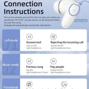 HP Écouteurs sans fil HP EarPod : Outil de nettoyage gratuit, 30 heures d'autonomie, convient aux sports et à la vie quotidienne, compatible avec , Android et iOS, prise en charge des appels vocaux, cadeau mignon pour les filles, rentrée des classes