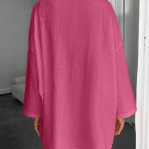 Femme Couleur Unie Épaule Tombante Manches Longues Kimono Ample, Pour Vacances