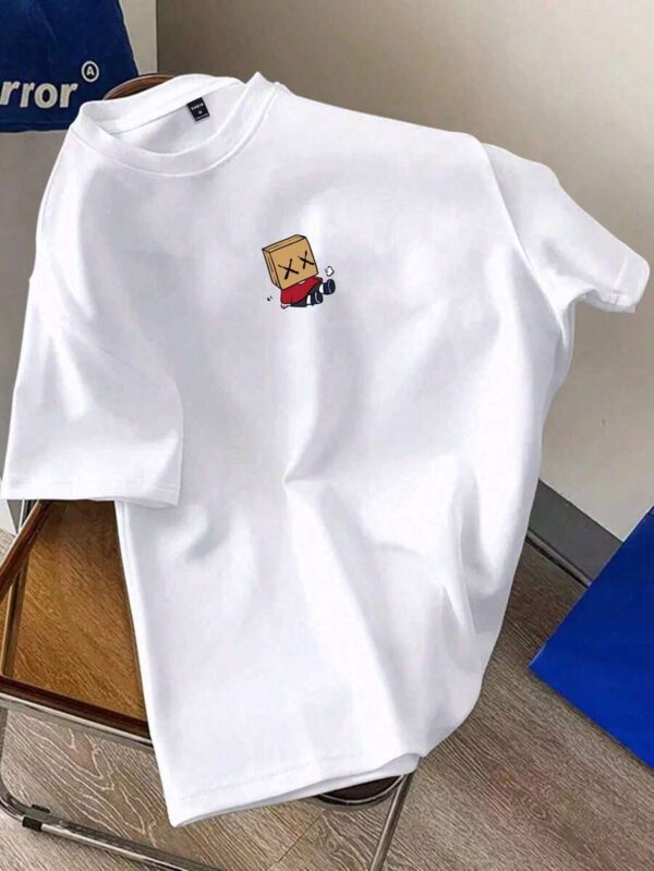 Manfinity Hypemode T-shirt décontracté à col rond, manches courtes avec imprimé de dessin animé mignon pour homme en été. Cadeau pour le petit ami, pour sortir – Image 2