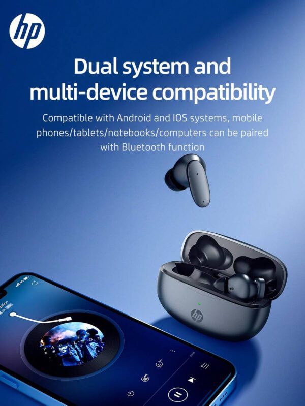 HP Casque sans fil HP: 30 heures d'autonomie, adapté à la vie sportive, compatible avec Android et iOS, prise en charge des appels vocaux, convient aux femmes, aux enfants, aux hommes et aux adultes, livré avec un sac de rangement pour casque, cadeau de Noël – Image 4