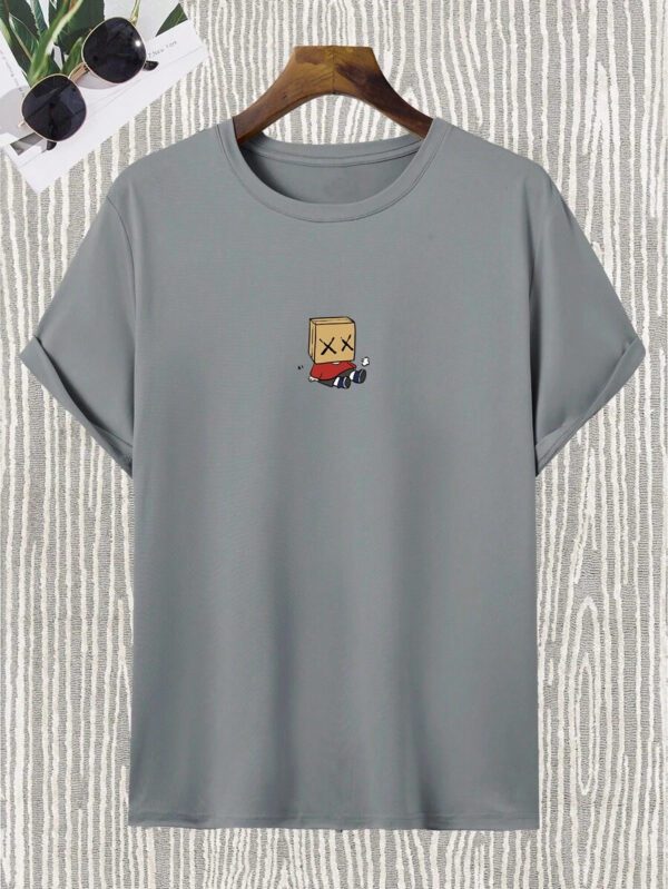 Manfinity Hypemode T-shirt décontracté à col rond, manches courtes avec imprimé de dessin animé mignon pour homme en été. Cadeau pour le petit ami, pour sortir – Image 20