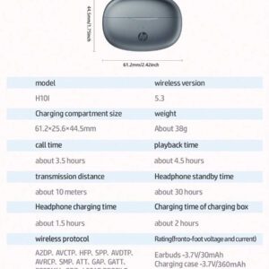 HP Casque sans fil HP: 30 heures d'autonomie, adapté à la vie sportive, compatible avec Android et iOS, prise en charge des appels vocaux, convient aux femmes, aux enfants, aux hommes et aux adultes, livré avec un sac de rangement pour casque, cadeau de Noël