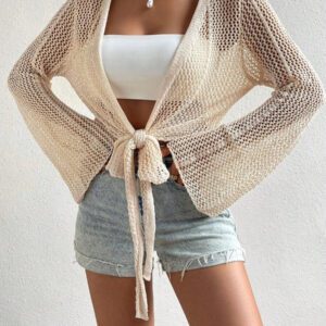 SHEIN Swim Kimono à nœud manches évasées (sans soutien-gorge)