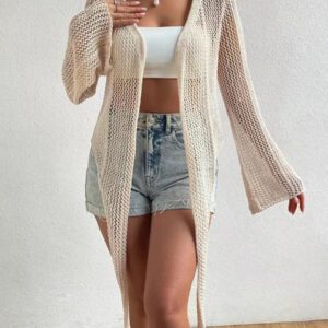 SHEIN Swim Kimono à nœud manches évasées (sans soutien-gorge)