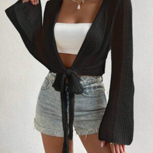 SHEIN Swim Kimono à nœud manches évasées (sans soutien-gorge)