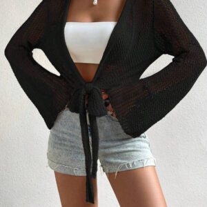 SHEIN Swim Kimono à nœud manches évasées (sans soutien-gorge)