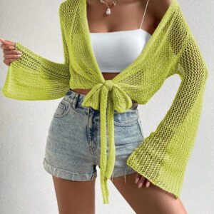 SHEIN Swim Kimono à nœud manches évasées (sans soutien-gorge)