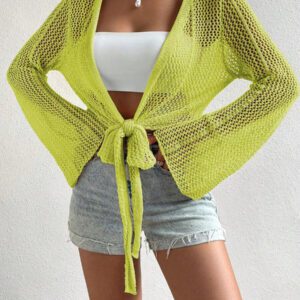 SHEIN Swim Kimono à nœud manches évasées (sans soutien-gorge)