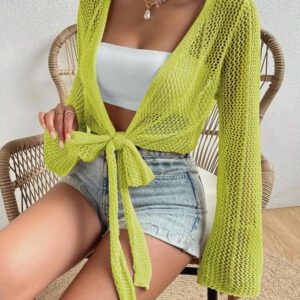 SHEIN Swim Kimono à nœud manches évasées (sans soutien-gorge)