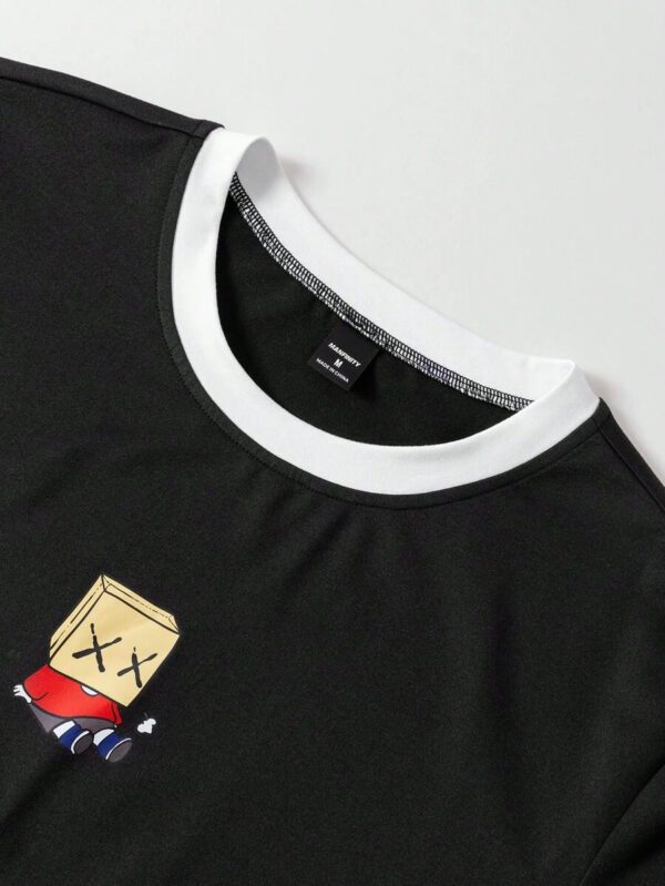 Manfinity Hypemode T-shirt décontracté à col rond, manches courtes avec imprimé de dessin animé mignon pour homme en été. Cadeau pour le petit ami, pour sortir – Image 43